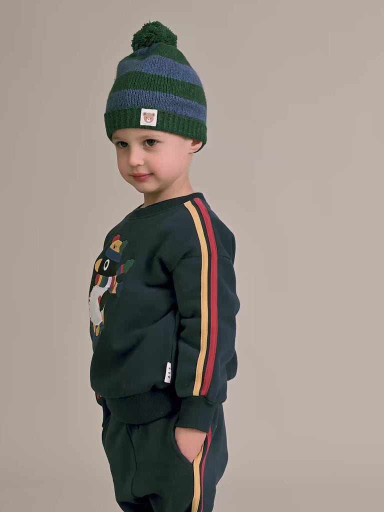 Ski Percy Stripe Drop Shoulder Sweatshirt SWEATSHIRT Huxbaby