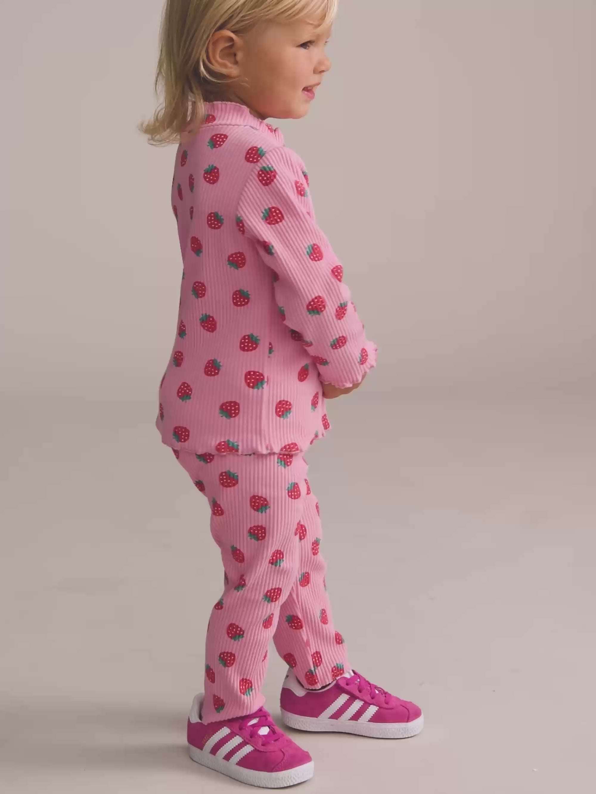 Strawberry Print Rib Skivvy TOP LS Huxbaby Shopify