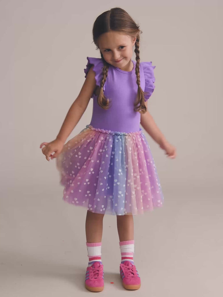 Purple S/Slv Rib Dress DRESS Huxbaby Shopify