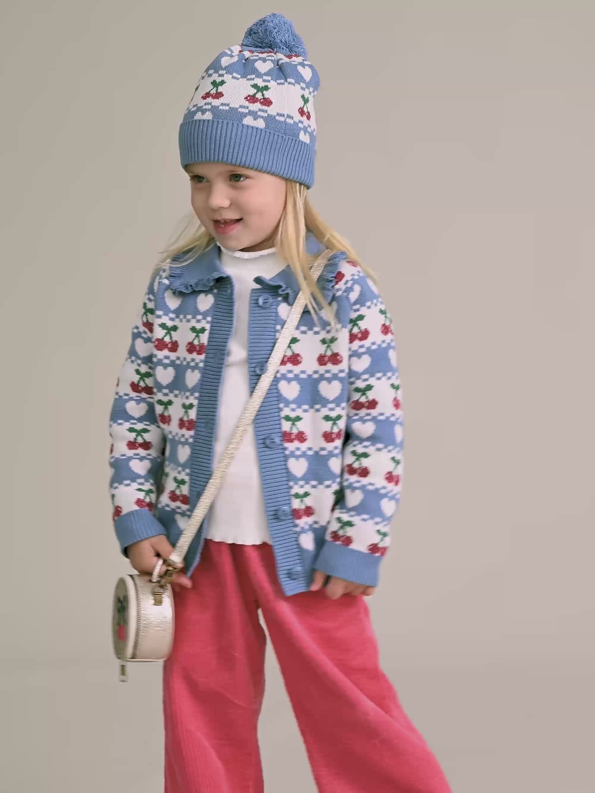Cherry Heart Frill Collar Knit Cardi – Huxbaby