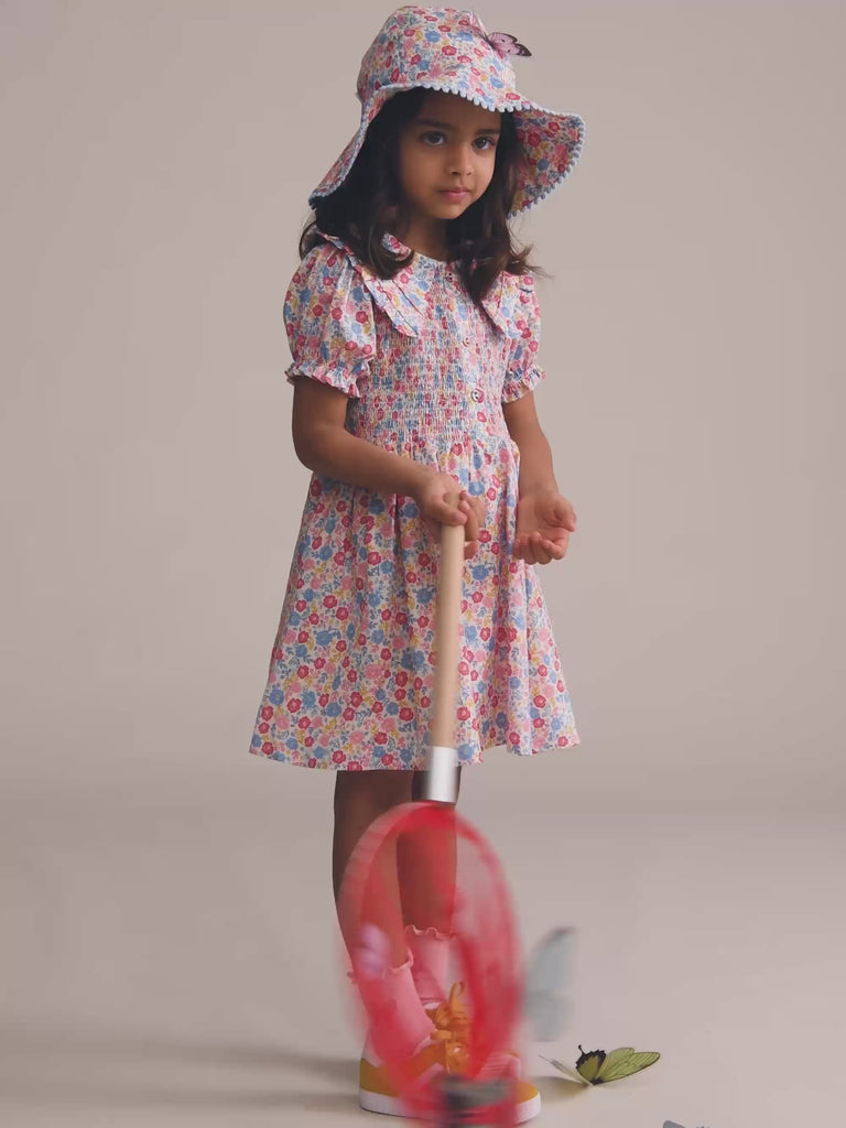 Vintage Floral Shirred Collar Dress DRESS Huxbaby Shopify