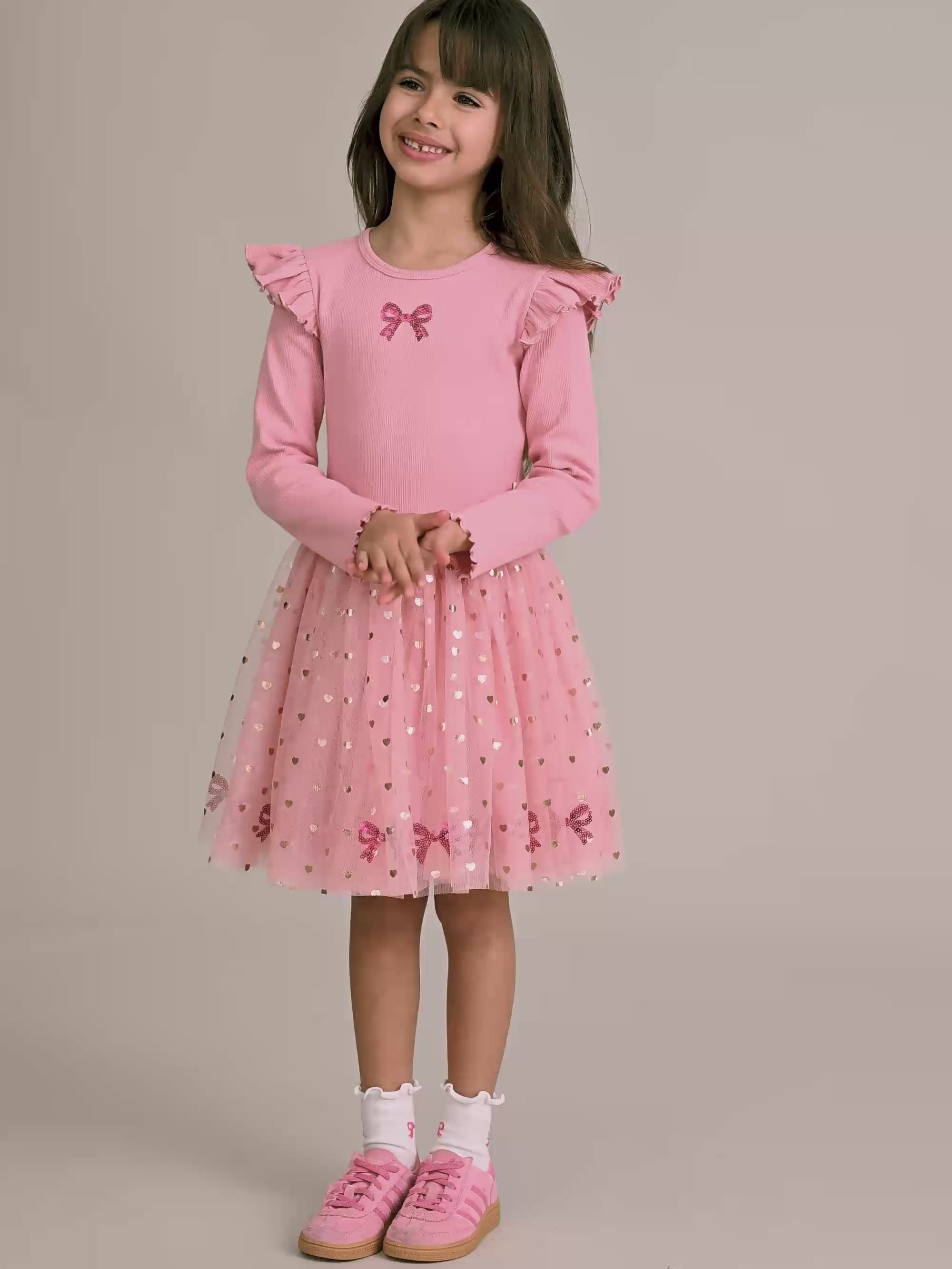 Sequin Bow Tulle Dress DRESS Huxbaby