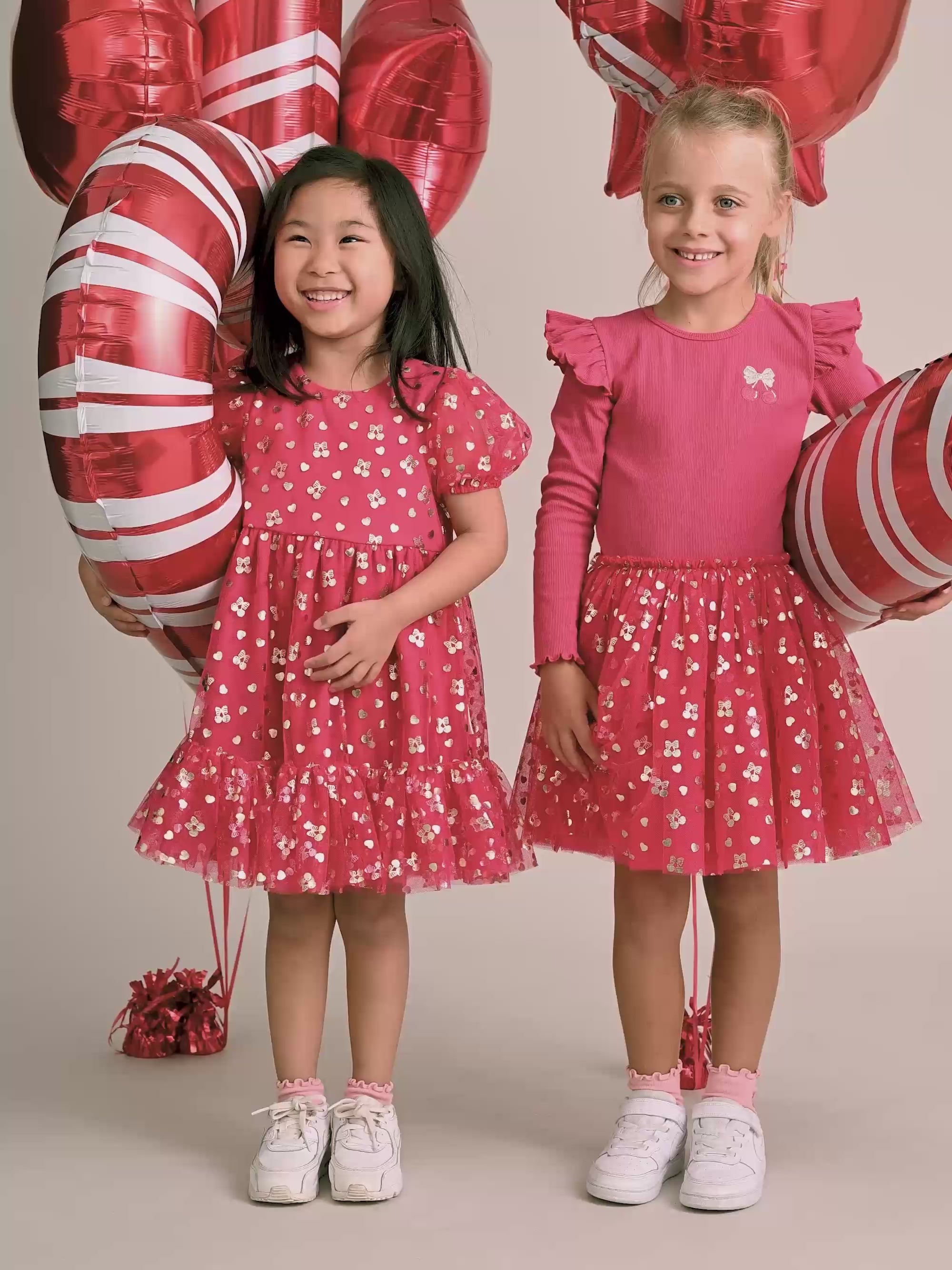 Golden Cherries Puff Sleeve Tulle Dress DRESS Huxbaby