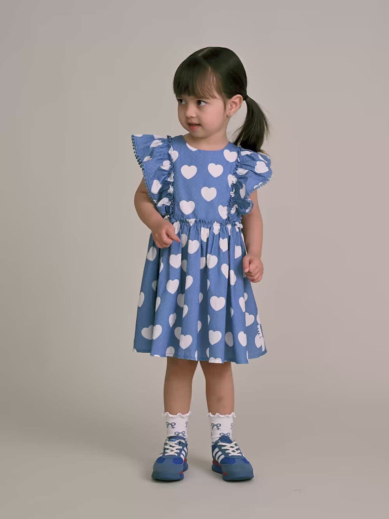 Frill Heart Bow Dress DRESS Huxbaby