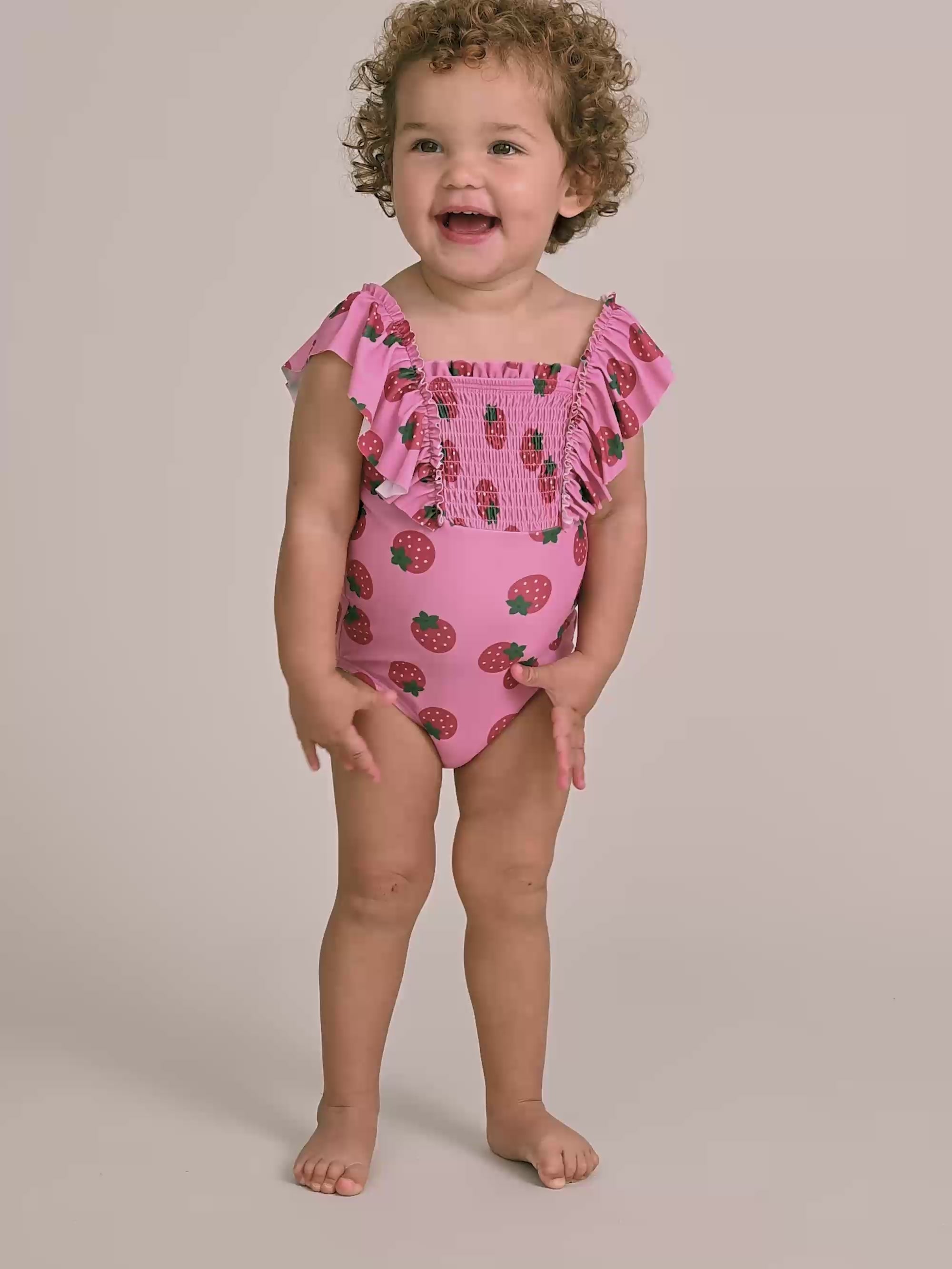 Strawberry Fields Forever Shirred Swimsuit SWIMWEAR Huxbaby