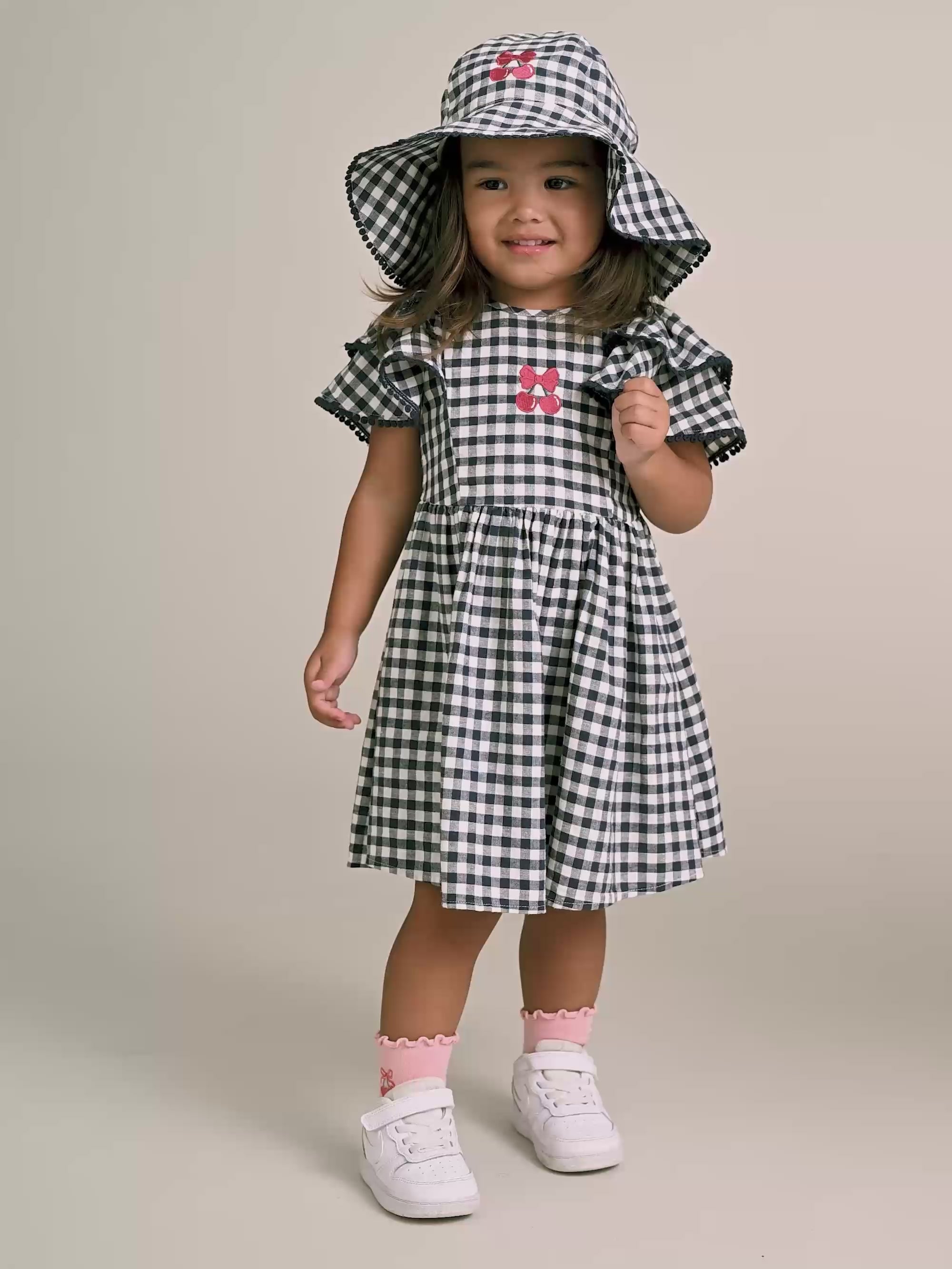 Cherry Pie Frill Dress Check DRESS Huxbaby