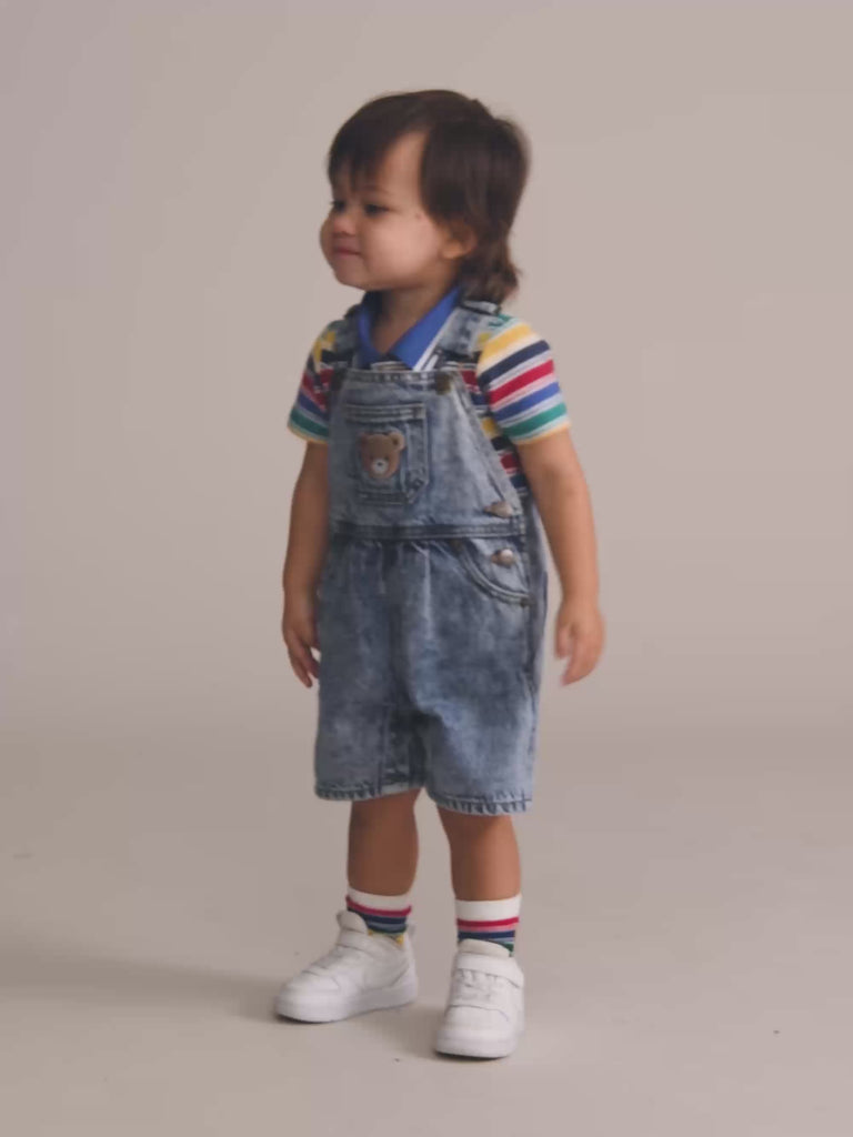 Vintage Stripe Hux Emb Polo TOP SL Huxbaby Shopify