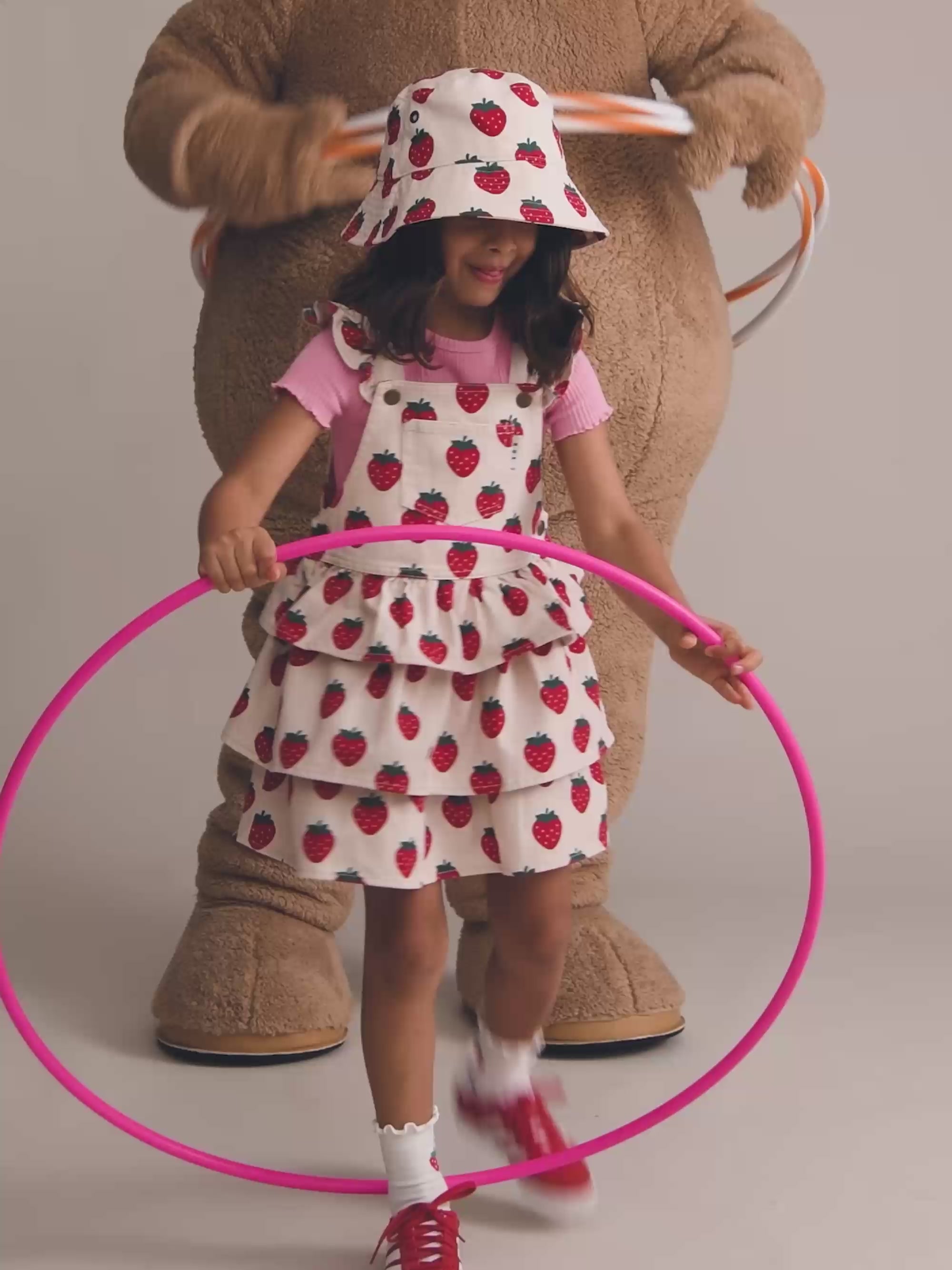 Strawberry Tiered Pinafore DRESS Huxbaby Shopify