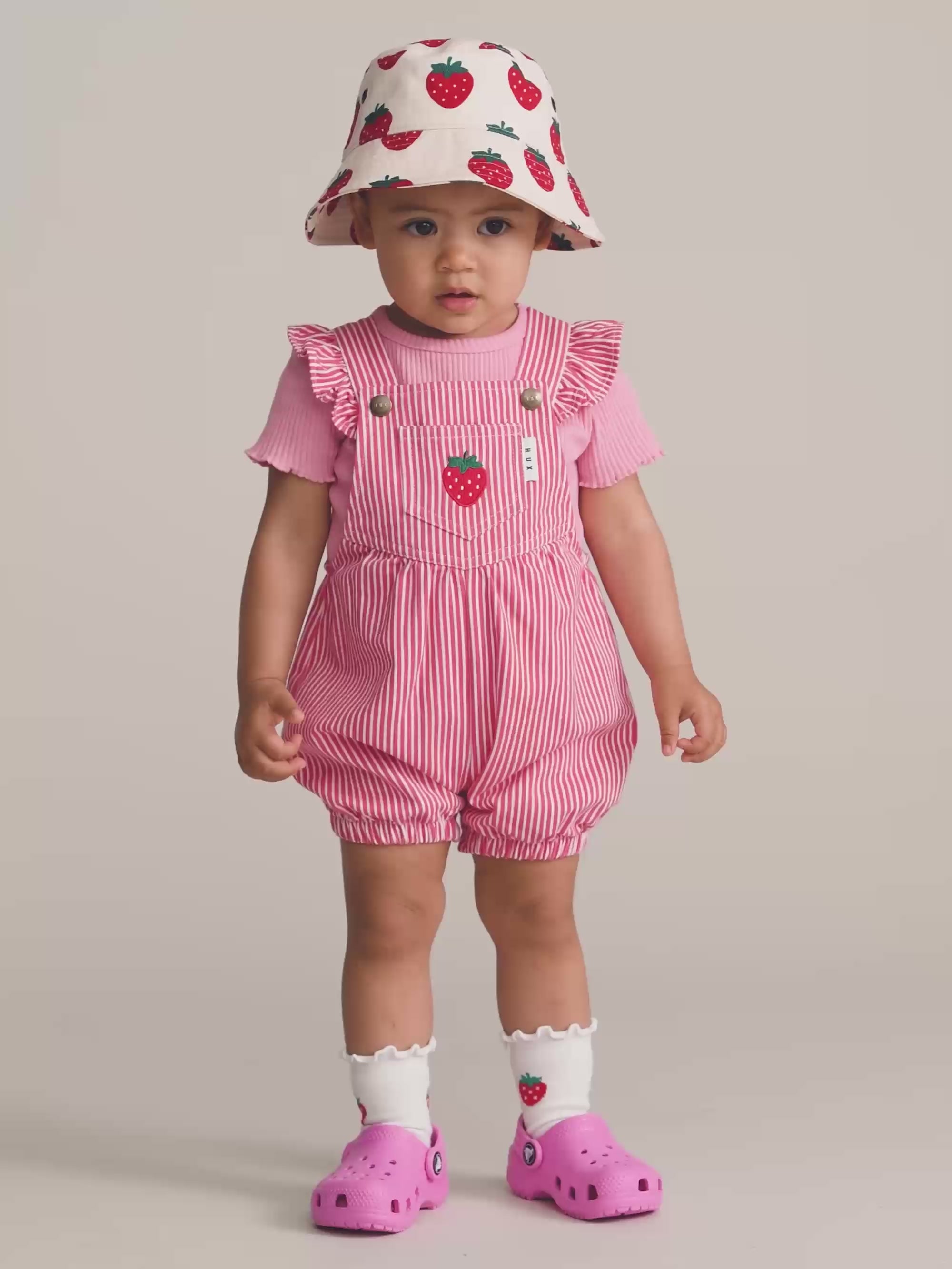 Strawberry Emb Stripe Playsuit PLAYSUIT Huxbaby Shopify
