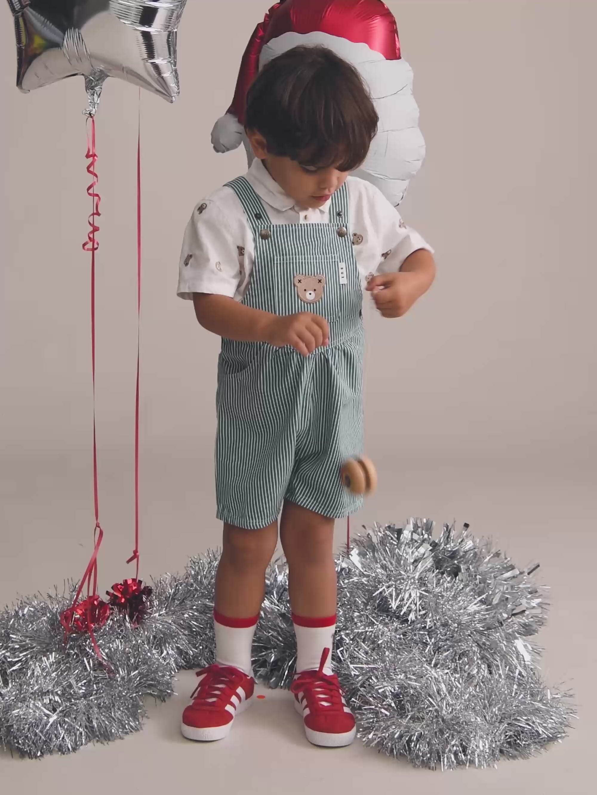 Mistletoe Stripe Shortall OVERALL Huxbaby Shopify