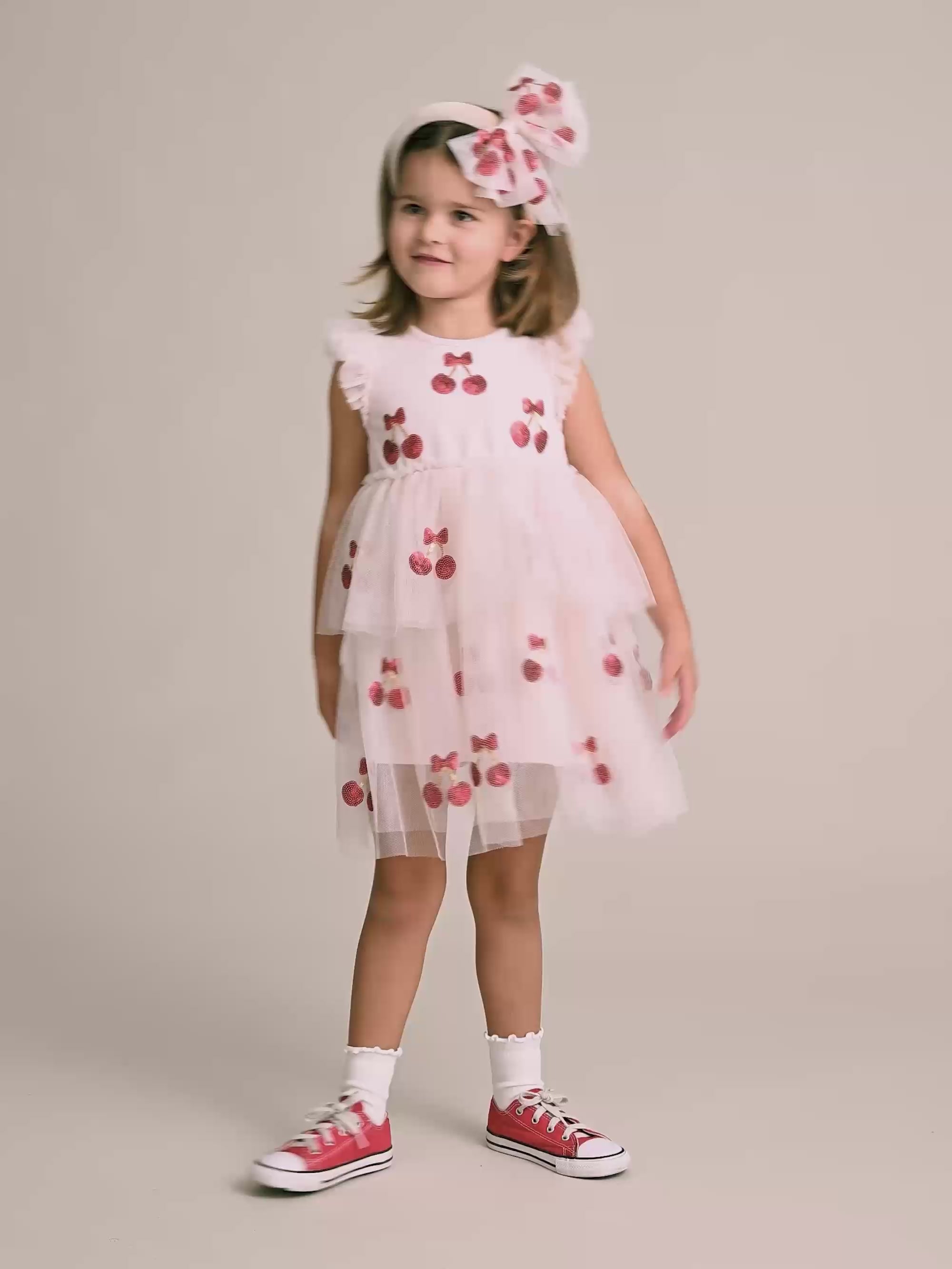 Sequin Cherry Pie Tulle Dress DRESS Huxbaby