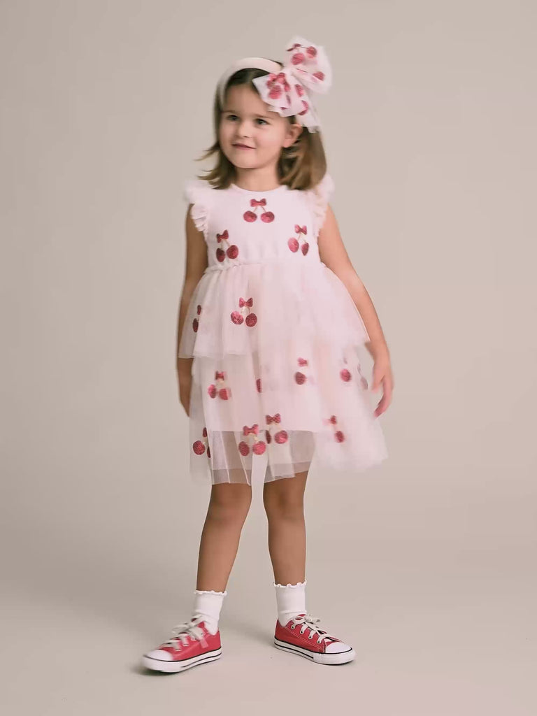 Sequin Cherry Pie Tulle Dress DRESS Huxbaby