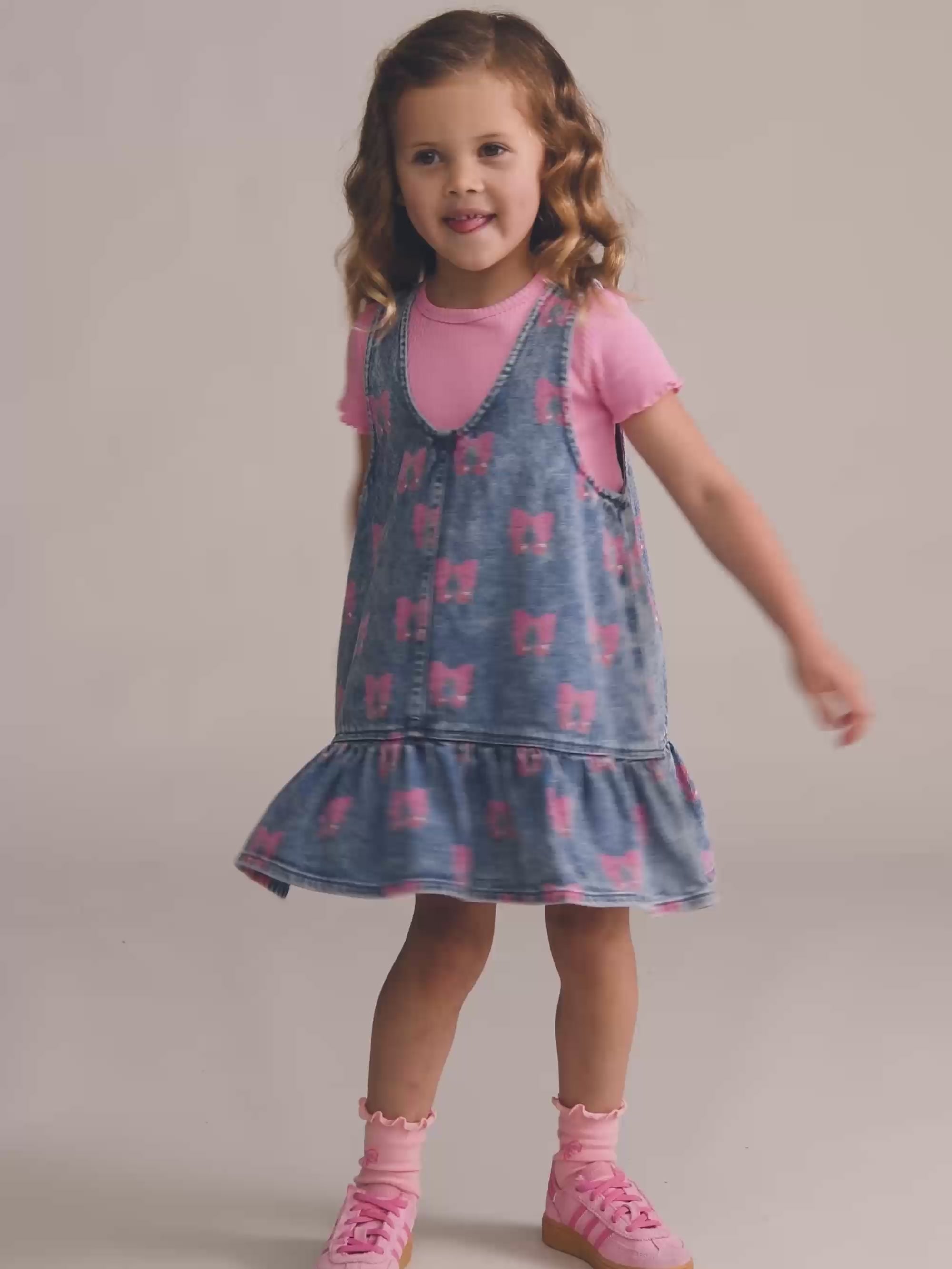 Dreamy Denim Cherry Pinafore DRESS Huxbaby Shopify