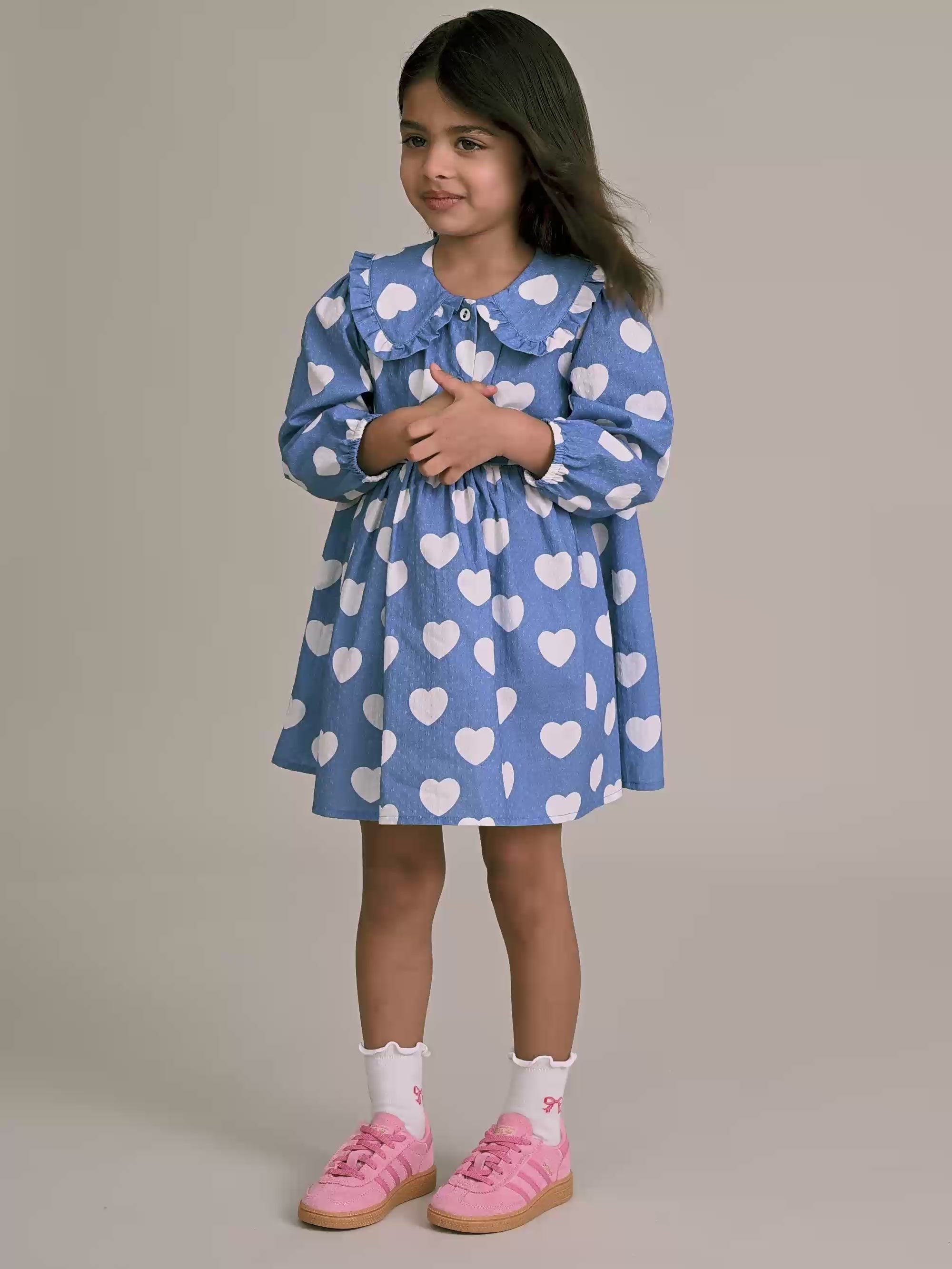 Frill Heart Collar Dress DRESS Huxbaby