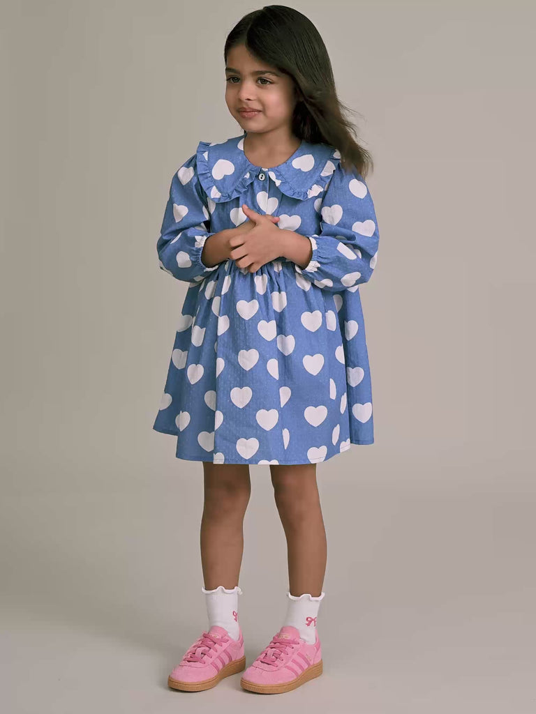 Frill Heart Collar Dress DRESS Huxbaby