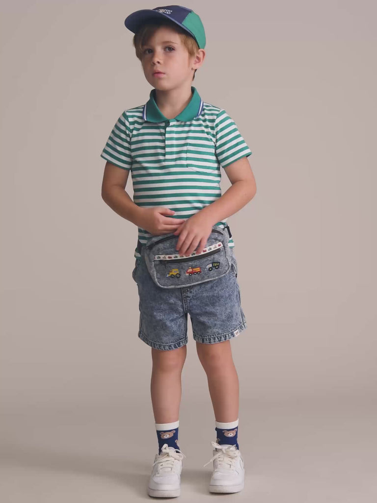 Green Stripe Polo T-SHIRT Huxbaby Shopify