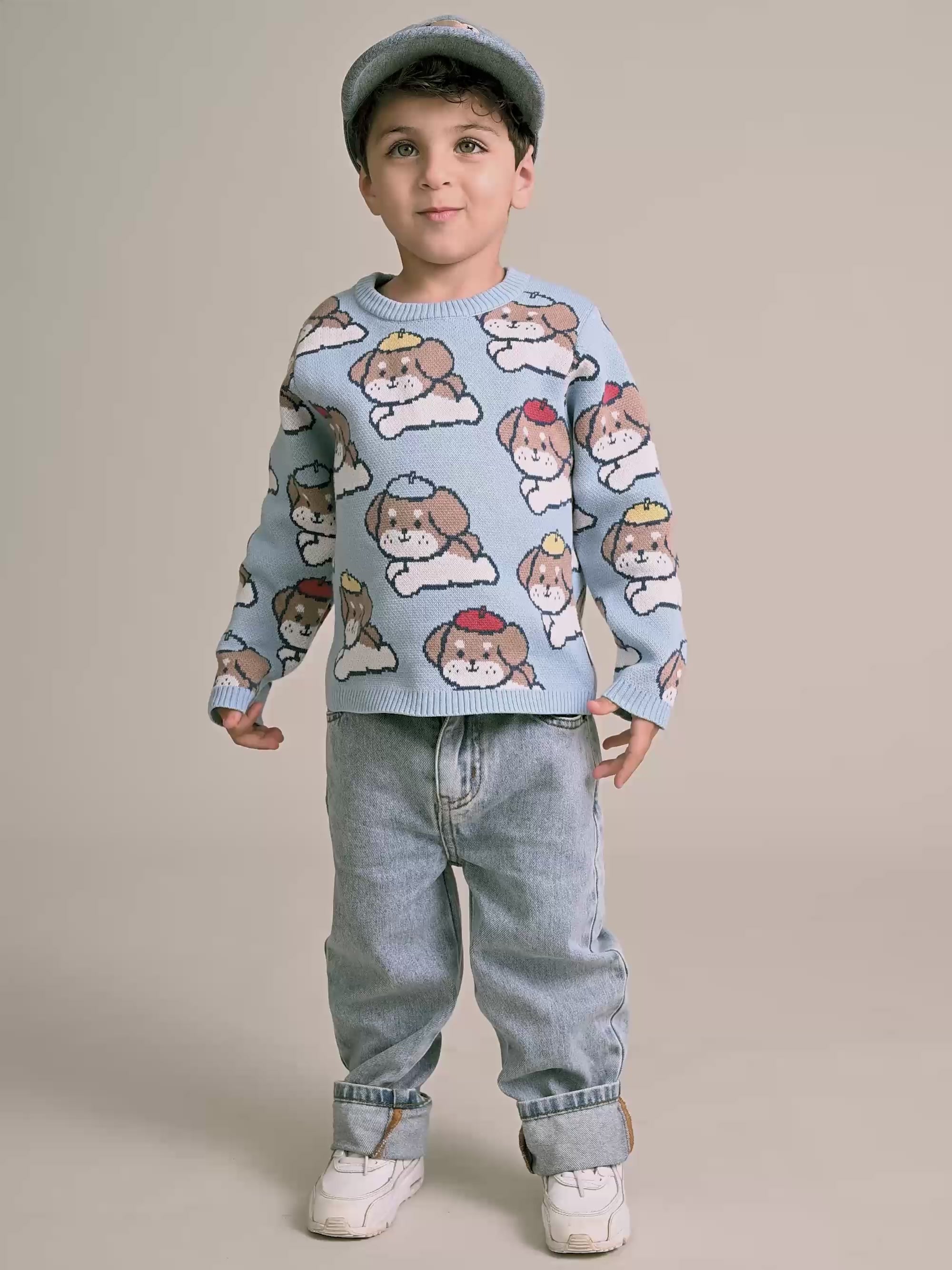 Parisian Painter Pup Knit Pullover KNIT JUMPER Huxbaby