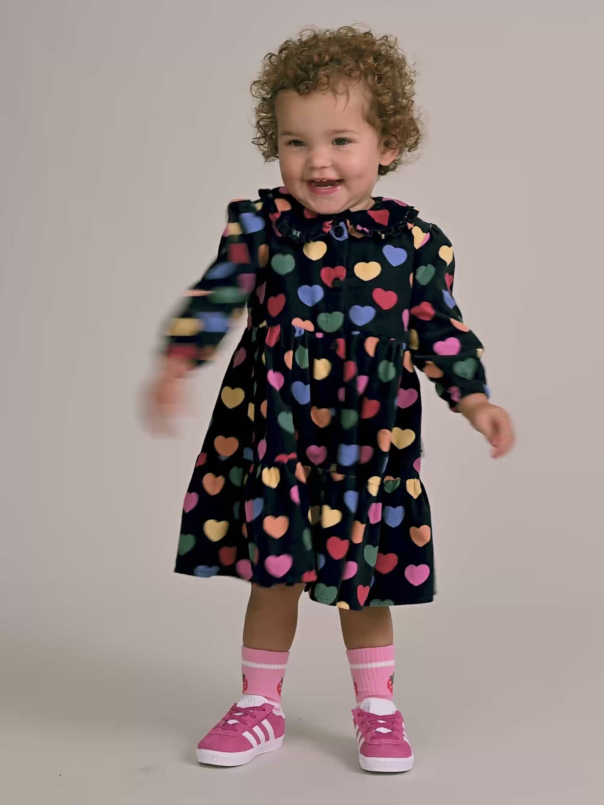 Multi Hearts Cord Dress DRESS Huxbaby