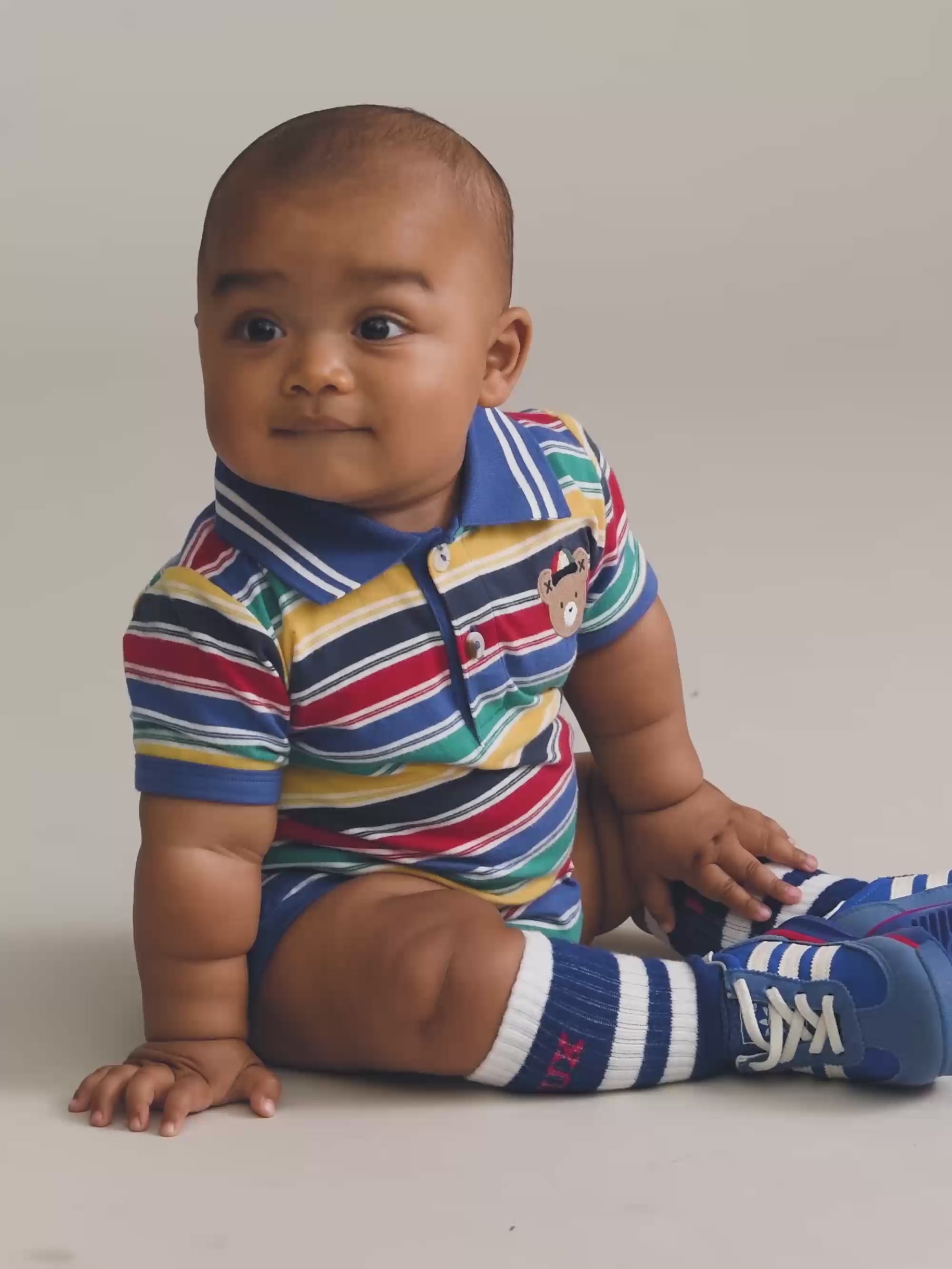 Vintage Stripe Hux Polo Romper ONESIE Huxbaby Shopify