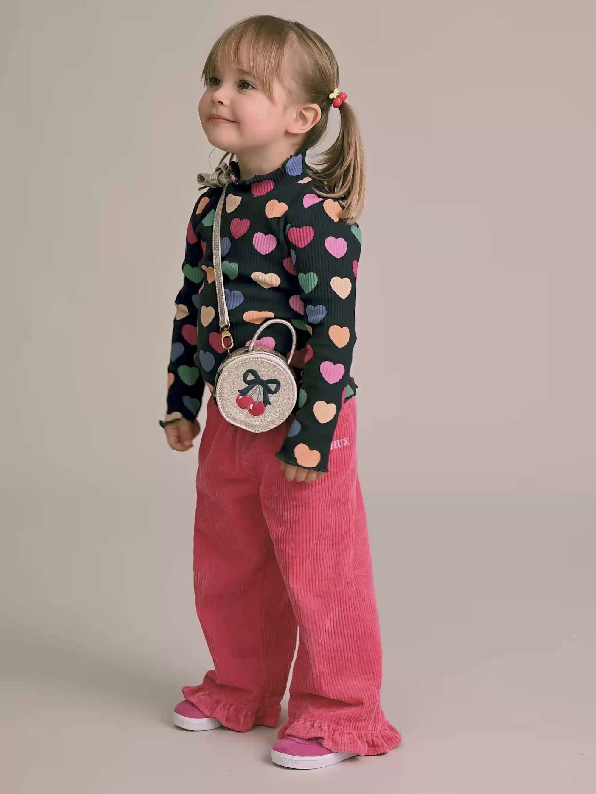 Multi Hearts Rib Skivvy TOP LS Huxbaby