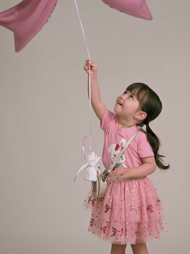 Sequin Bow Tiered Tulle Skirt SKIRT Huxbaby