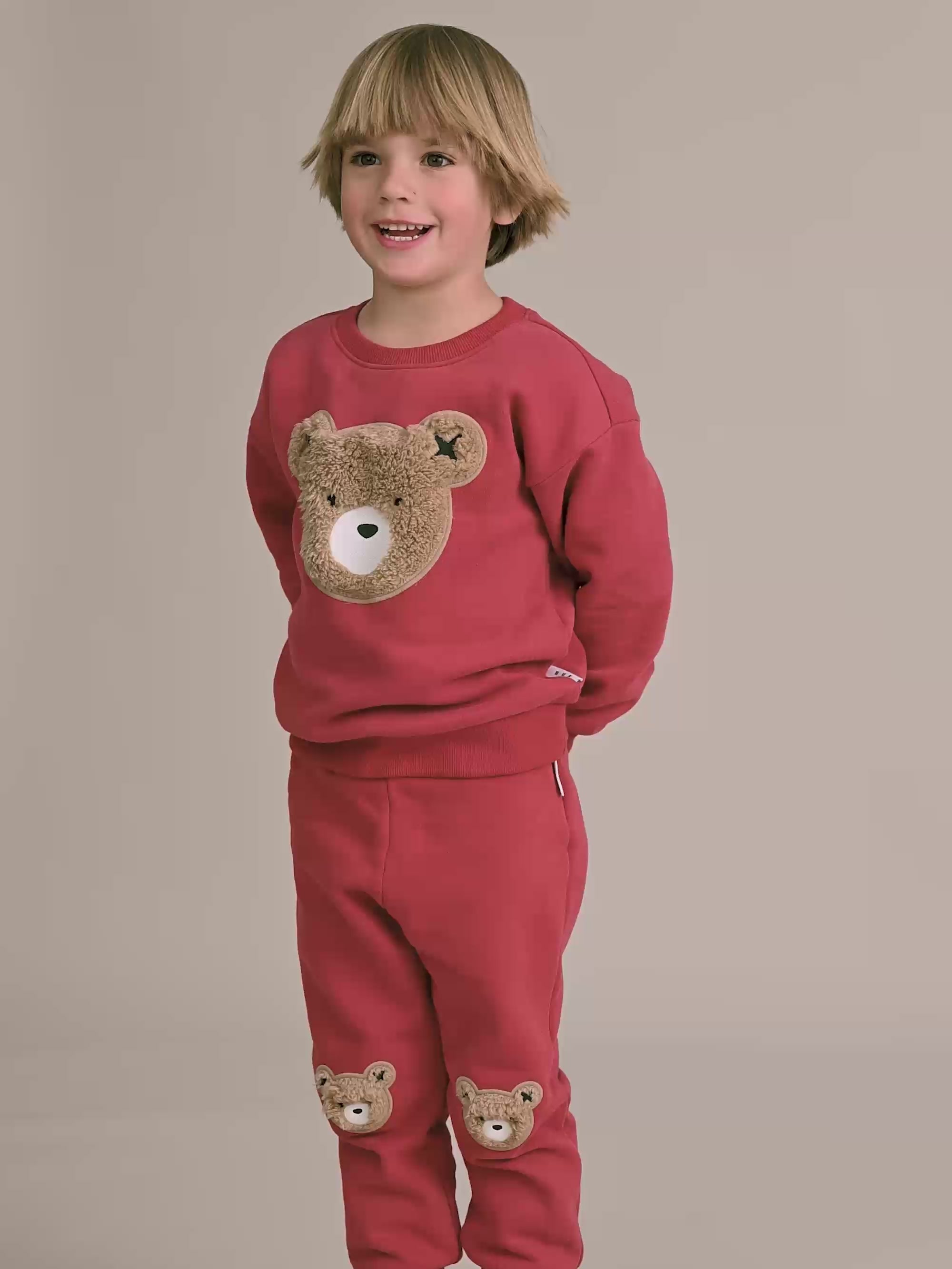 Furry Huxbear Sweatshirt Red SWEATSHIRT Huxbaby