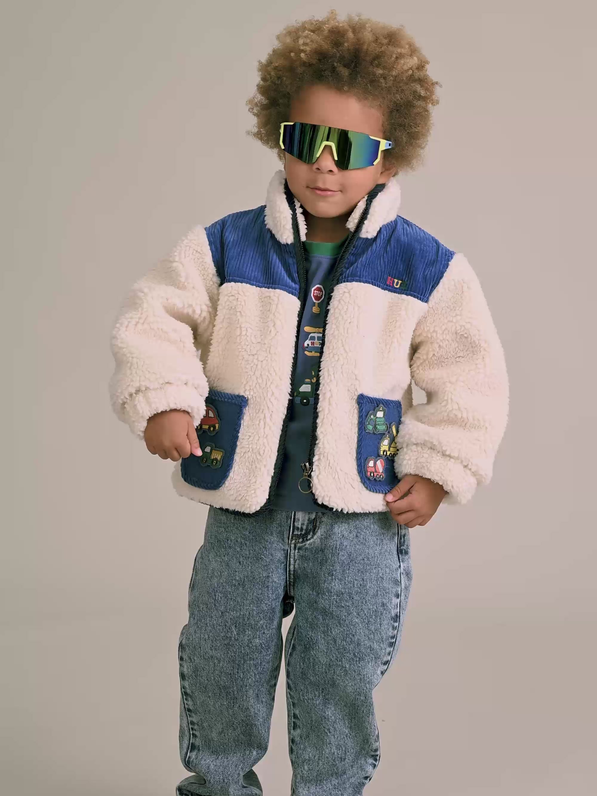 Patches Cord Sherpa Jacket JACKET Huxbaby