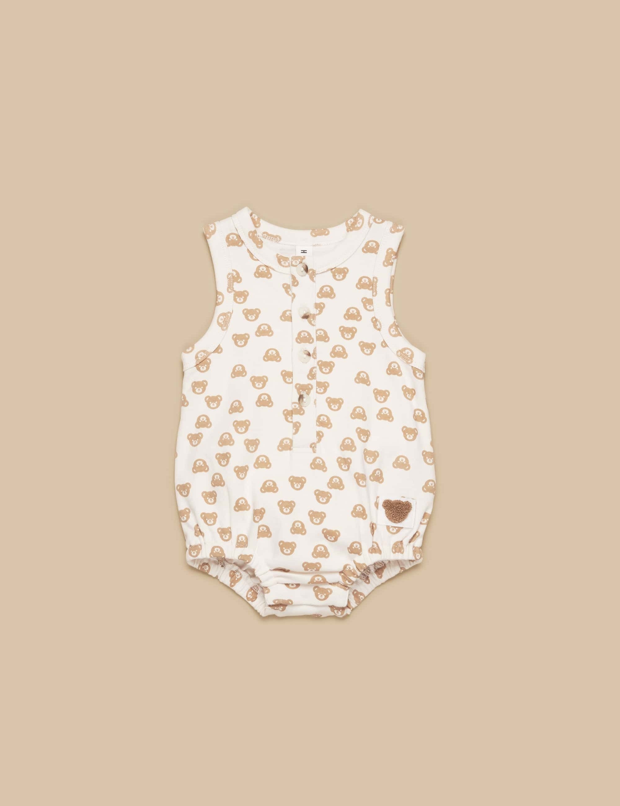 BUBBLE ROMPER BEAR ALMOND onesie Huxbaby   