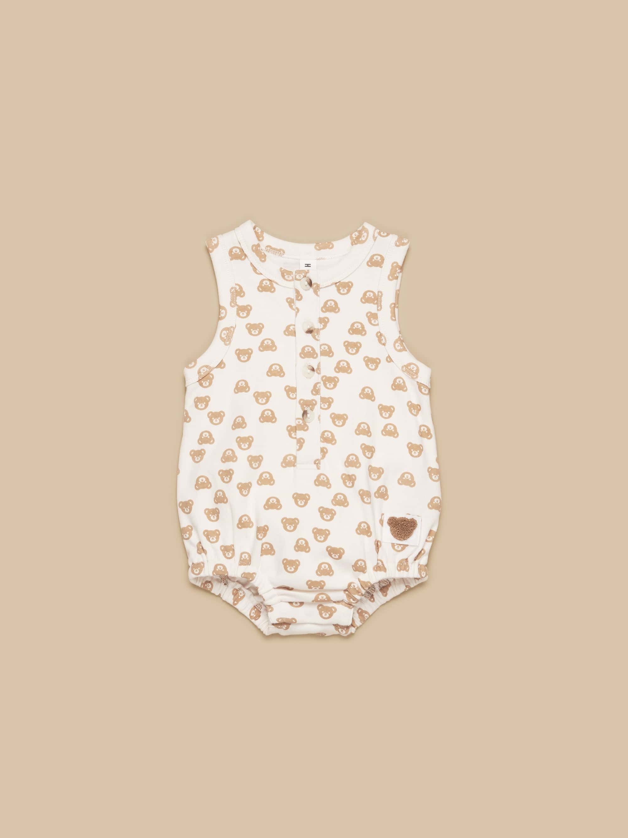 BUBBLE ROMPER BEAR ALMOND onesie Huxbaby   
